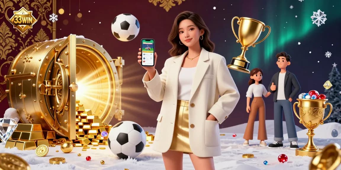 Engage with 33WIN's vibrant casino atmosphere and sports betting excitement in this dynamic illustration.