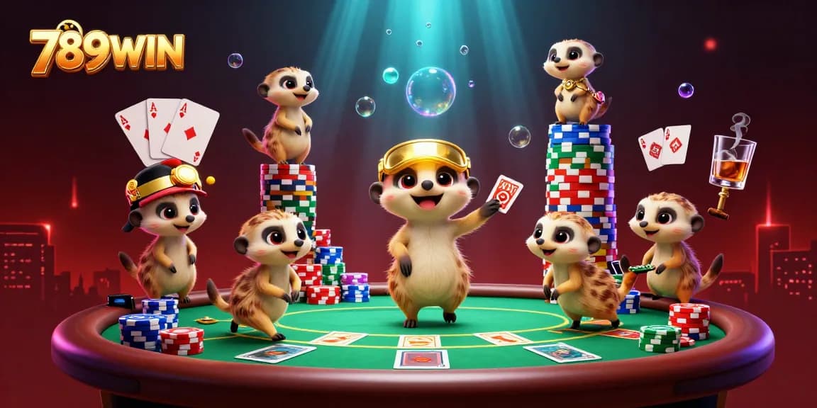 Experience thrilling gameplay at 789WIN's unique casino, featuring fun meerkat characters, vibrant poker action, and more.