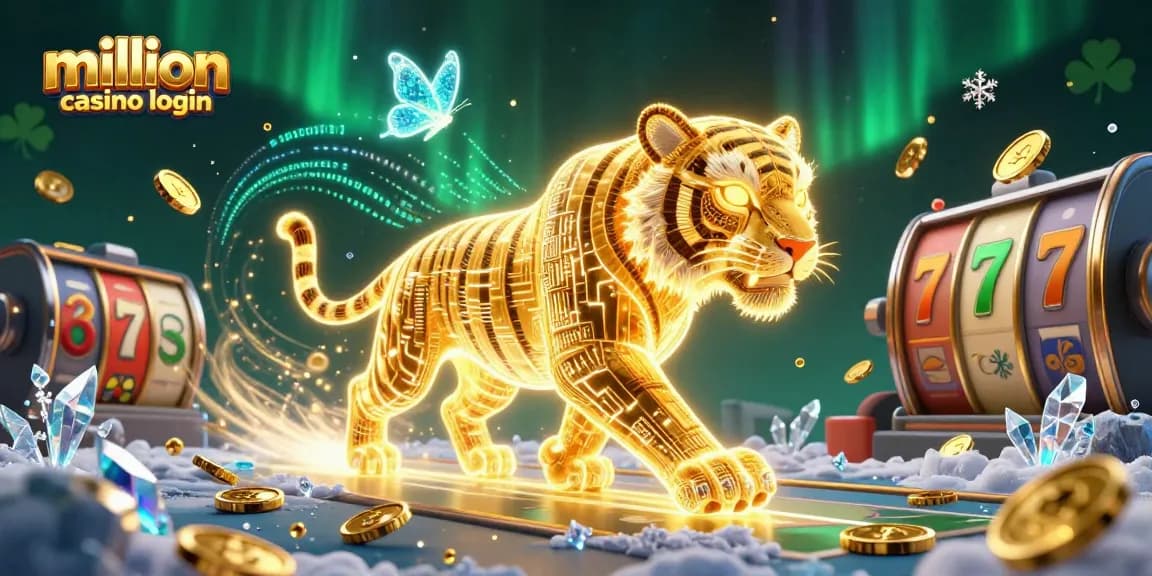 Engage with million casino login through a vibrant 3D casino illustration featuring dynamic elements and golden energy.