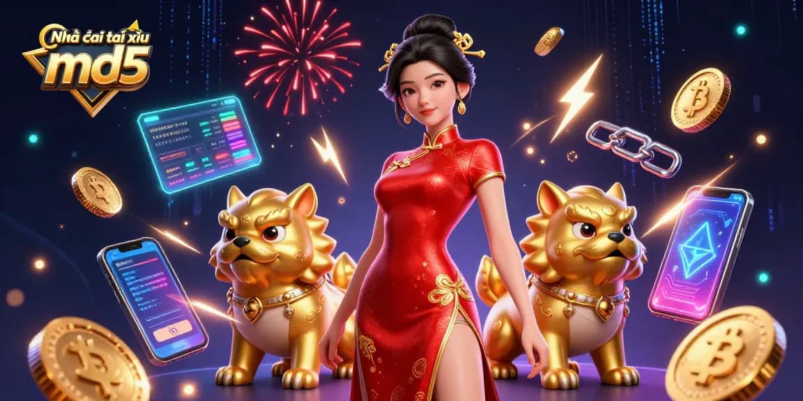 Engage in Tài Xỉu MD5 with exciting scenes of vibrant characters, showcasing thrilling crypto casino elements.