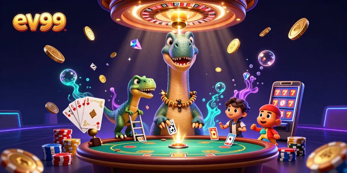 Experience excitement at ev99 casino as a brontosaurus oversees the action from above.