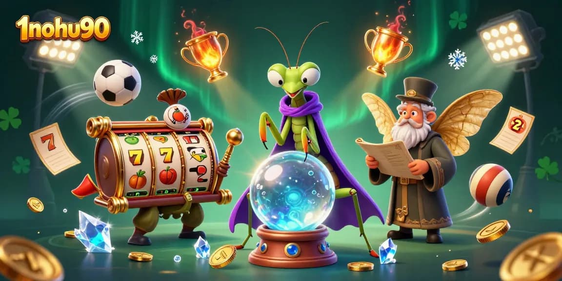 Experience jackpot excitement with 1nohu90's vibrant scene featuring animated slot games.