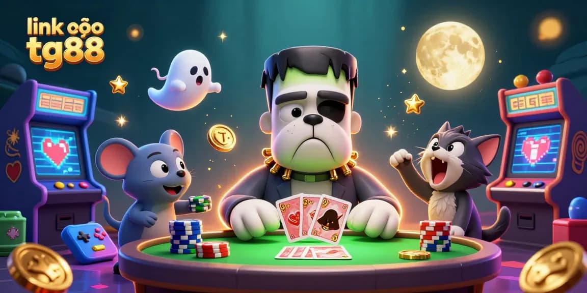 Experience the thrill at link vào tg88 with a whimsical 3D casino scene showcasing funny characters and dynamic game elements.