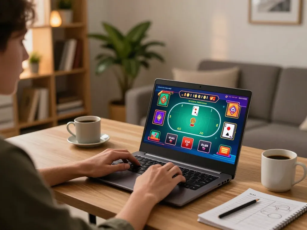Người tham gia chơi game trực tuyến cho thấy chiến lược Link 12bet trên laptop trong một không gian thoải mái