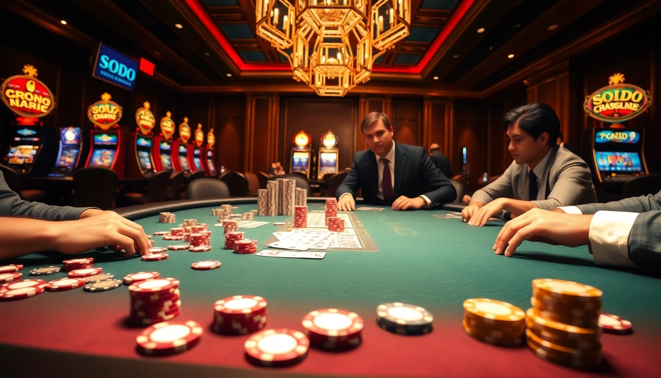 SODO gaming table featuring thrilling poker action and vibrant casino ambiance.