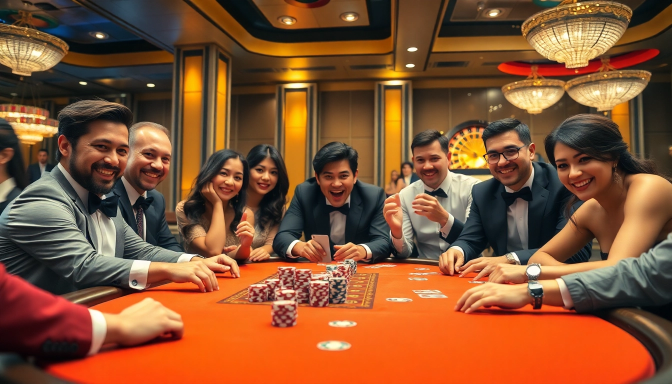 Feel the excitement at 77bet with players engaged in high-stakes poker and roulette.