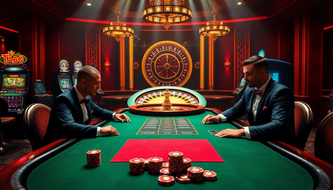 Experience thrilling games at ta88 com, featuring vibrant casino tables and exciting poker action.
