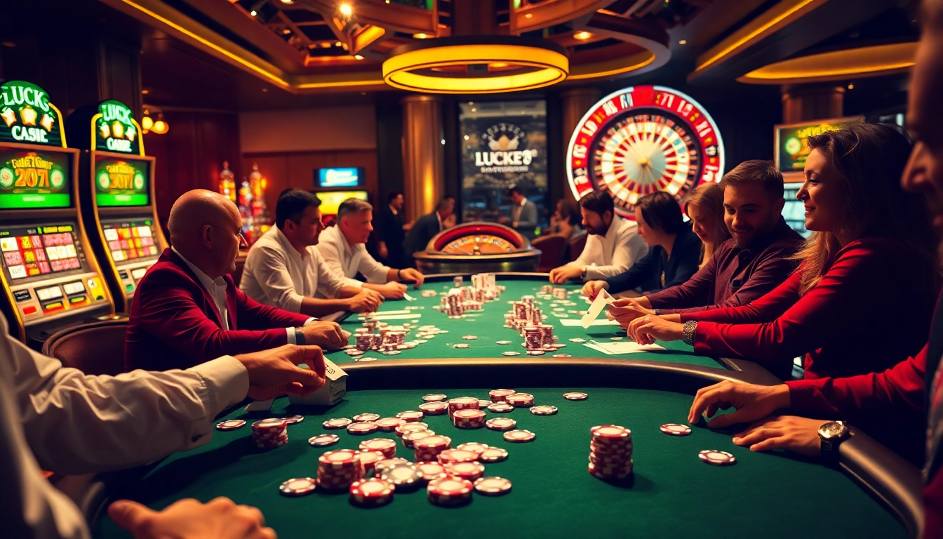 Players strategizing a winning hand at the LUCK8 poker table, immersed in the excitement of the game.