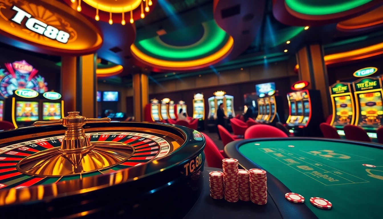Engage with the thrilling world of gambling at TG88 casino featuring vibrant tables and exciting slot machines.