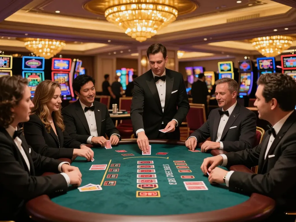Players engaging in strategic blackjack at a luxurious casino table featuring https://www.bearcreekwatershed.org/macroinvertebrates.