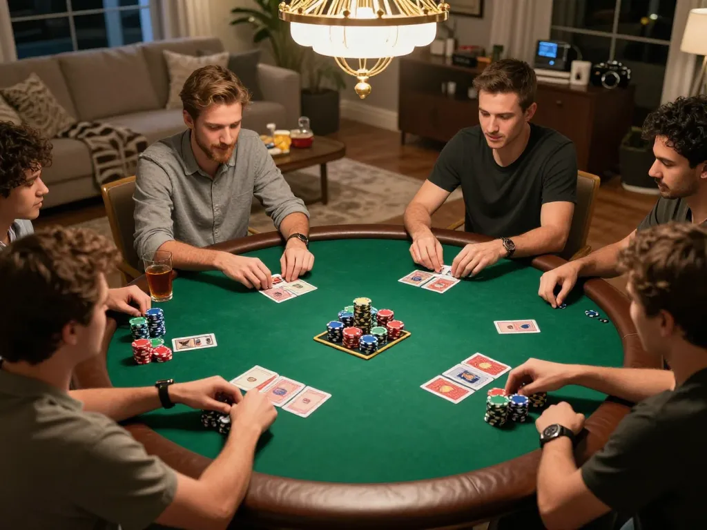 Engaging poker night at home with friends using keonhacaii88 for strategy and gameplay insights.