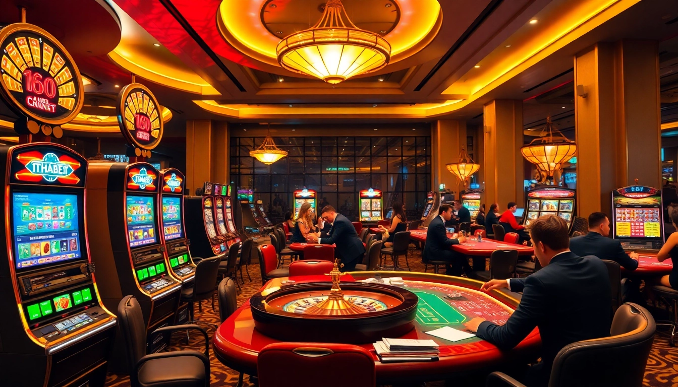 Exciting gaming action at thabet casino with vibrant slots and high-stakes tables.