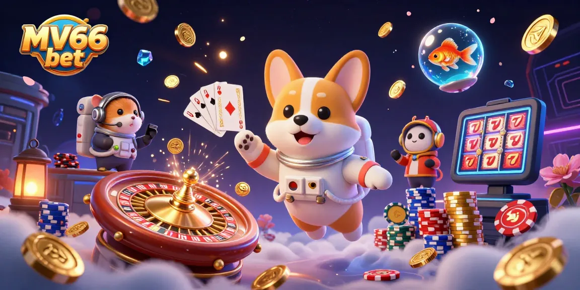 Experience thrilling MV66 bet casino action in a vibrant, dynamic digital illustration.