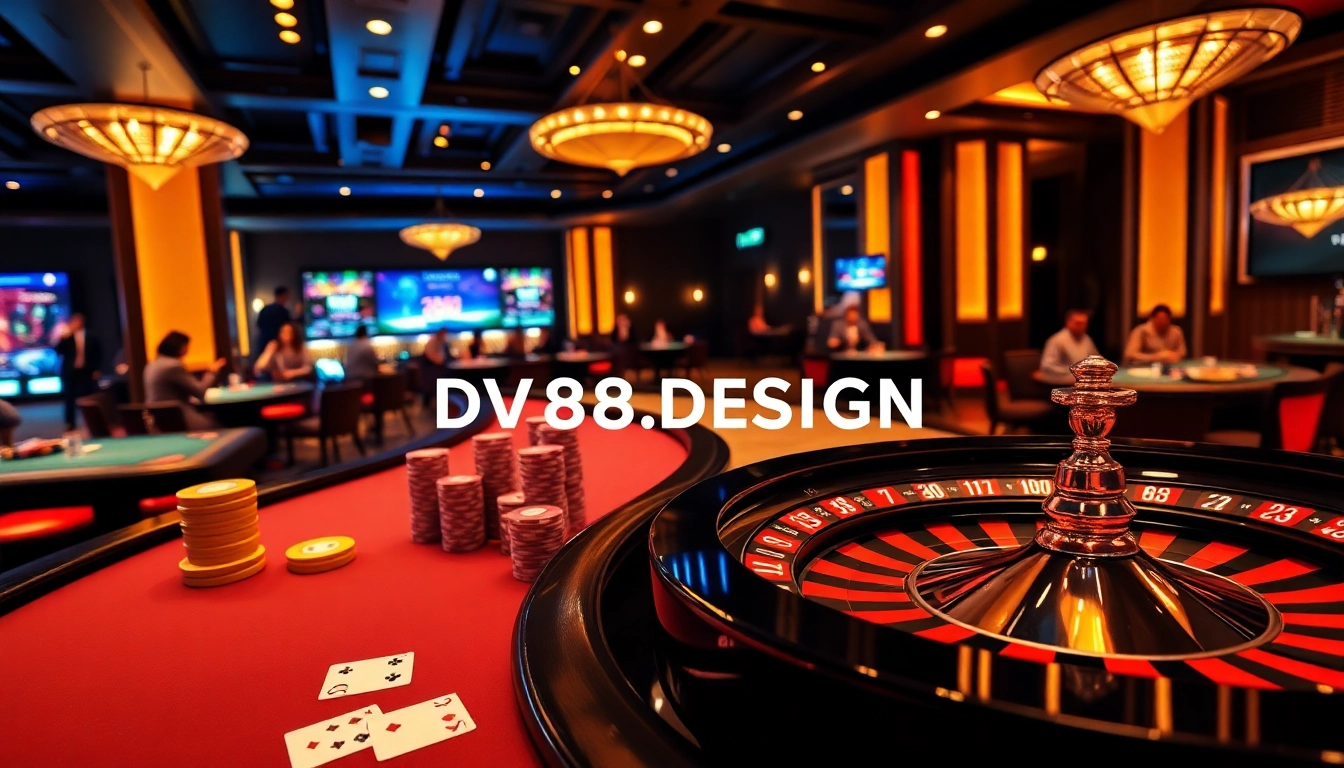 Engaged players enjoying table games at https://dv88.design/ in a luxurious casino atmosphere.