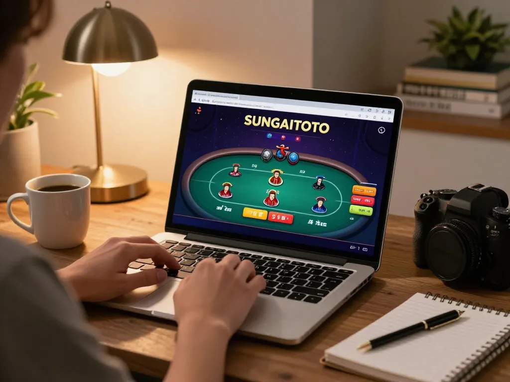 SUNGAITOTO login for online gaming with a focused player at a cozy home setup.