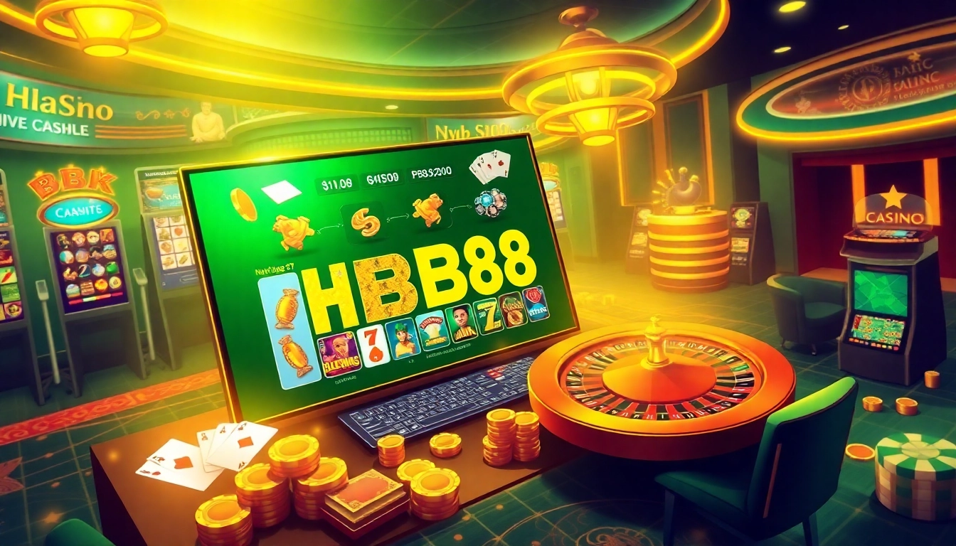 Engaging online gaming interface showcasing hb88 platform with vibrant casino themes and graphics.