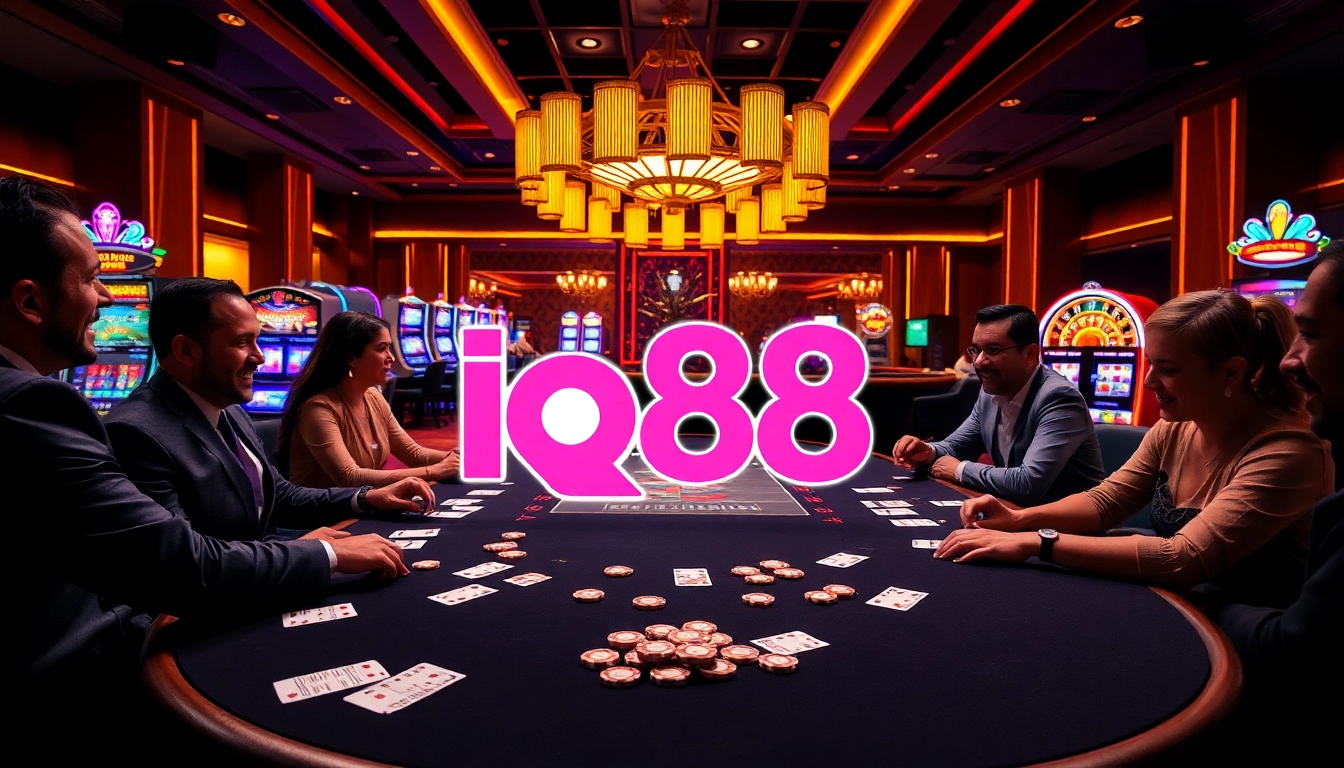 Experience excitement at iq88 with high-stakes poker on a luxurious casino table.