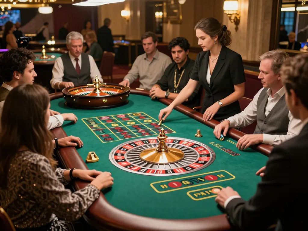 ok365 depicts an engaging roulette scene with players actively betting and strategizing their moves