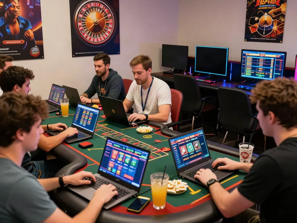 Players enjoying non Gamstop casino games in a lively gaming setting.