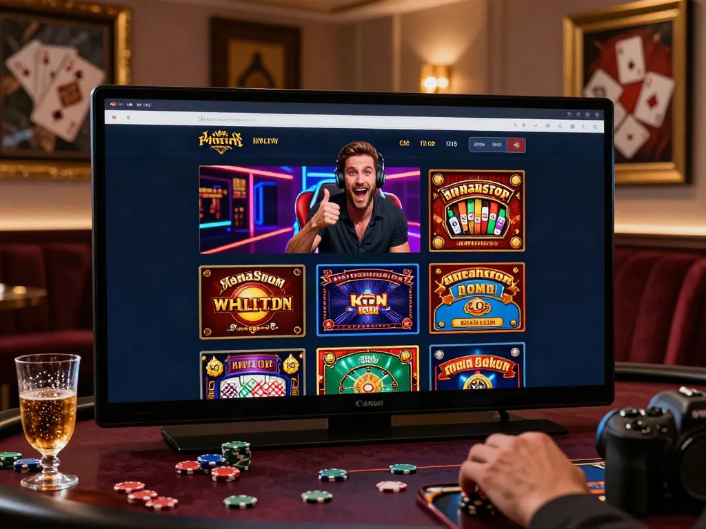 Vibrant online casino scene illustrating an engaged player at a non Gamstop casino.