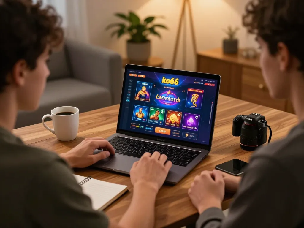 Players enjoy a thrilling online gaming session at ko66, showcasing a vibrant casino interface.