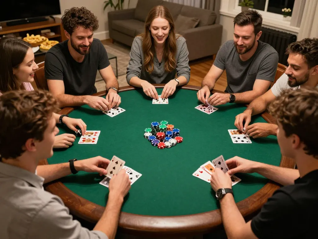 Tài Xỉu players experiencing excitement in a friendly home gaming night.
