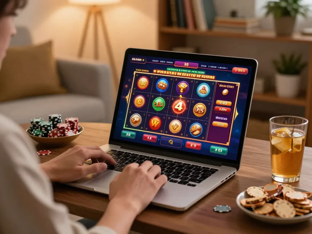 Engaging in online casino games on sunwin platform with vibrant visuals, showing relaxation and strategy.