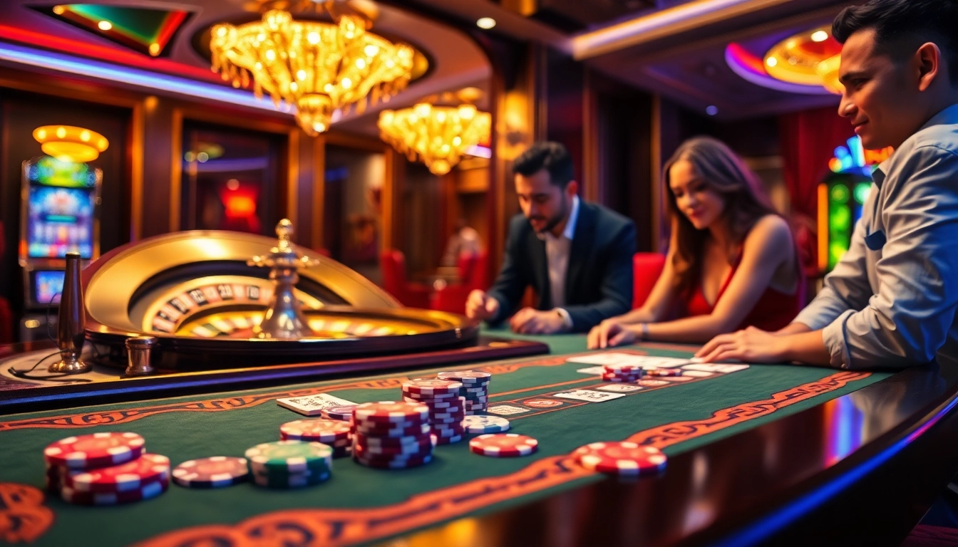 Experience the excitement of gambling at hz88 with a luxurious casino table featuring poker chips and cards.