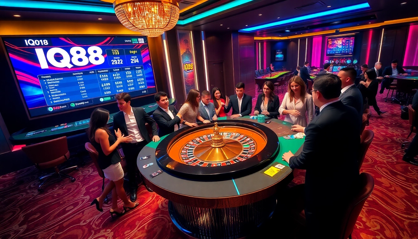 Engaging casino scene showcasing players enjoying IQ88's thrilling roulette experience.