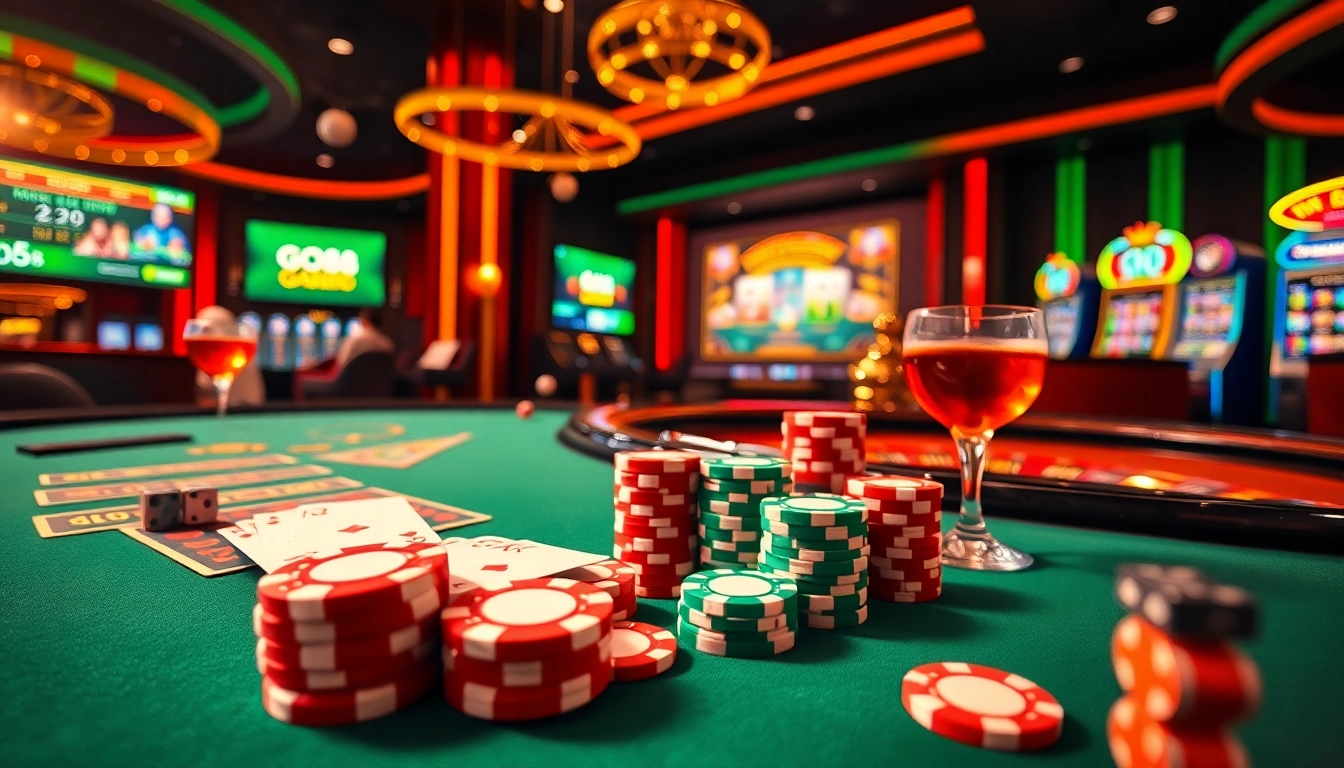 Players enjoying a thrilling game at the GO88 poker table with vibrant chips and cards.
