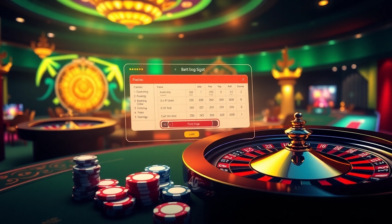 Experience thrilling online gambling at https://ax88.bid/ with vibrant casino elements like roulette and poker chips.