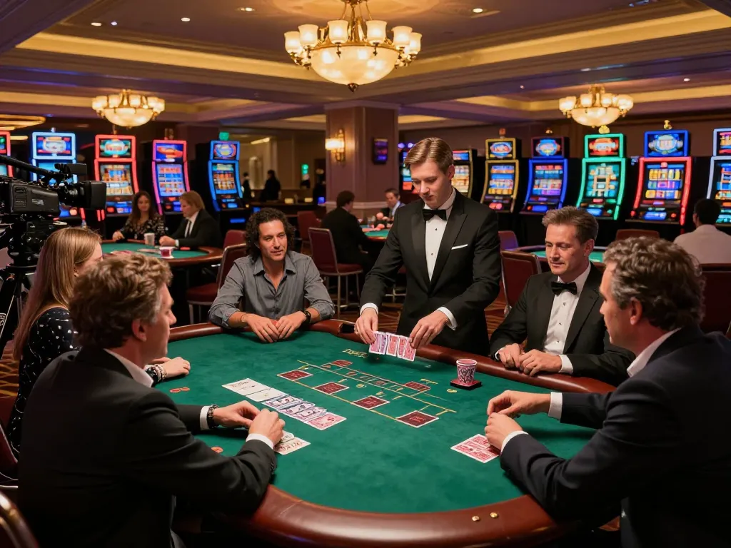 Players experiencing Situs Casino online in an upscale blackjack setting while enjoying lively gameplay