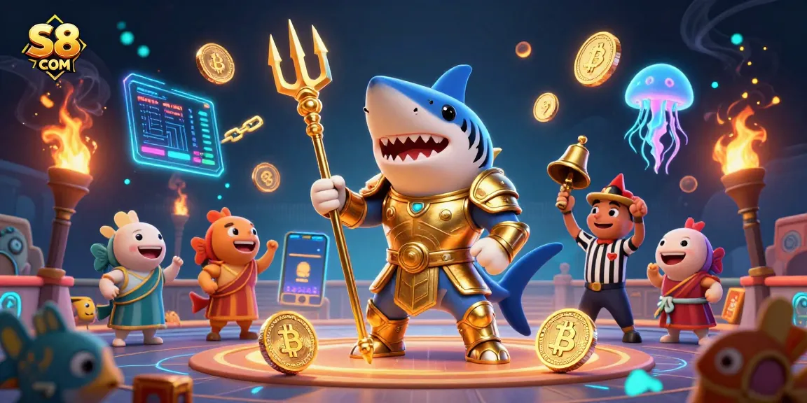 Experience thrilling moments with S8 COM as the golden shark triumphs in underwater games.