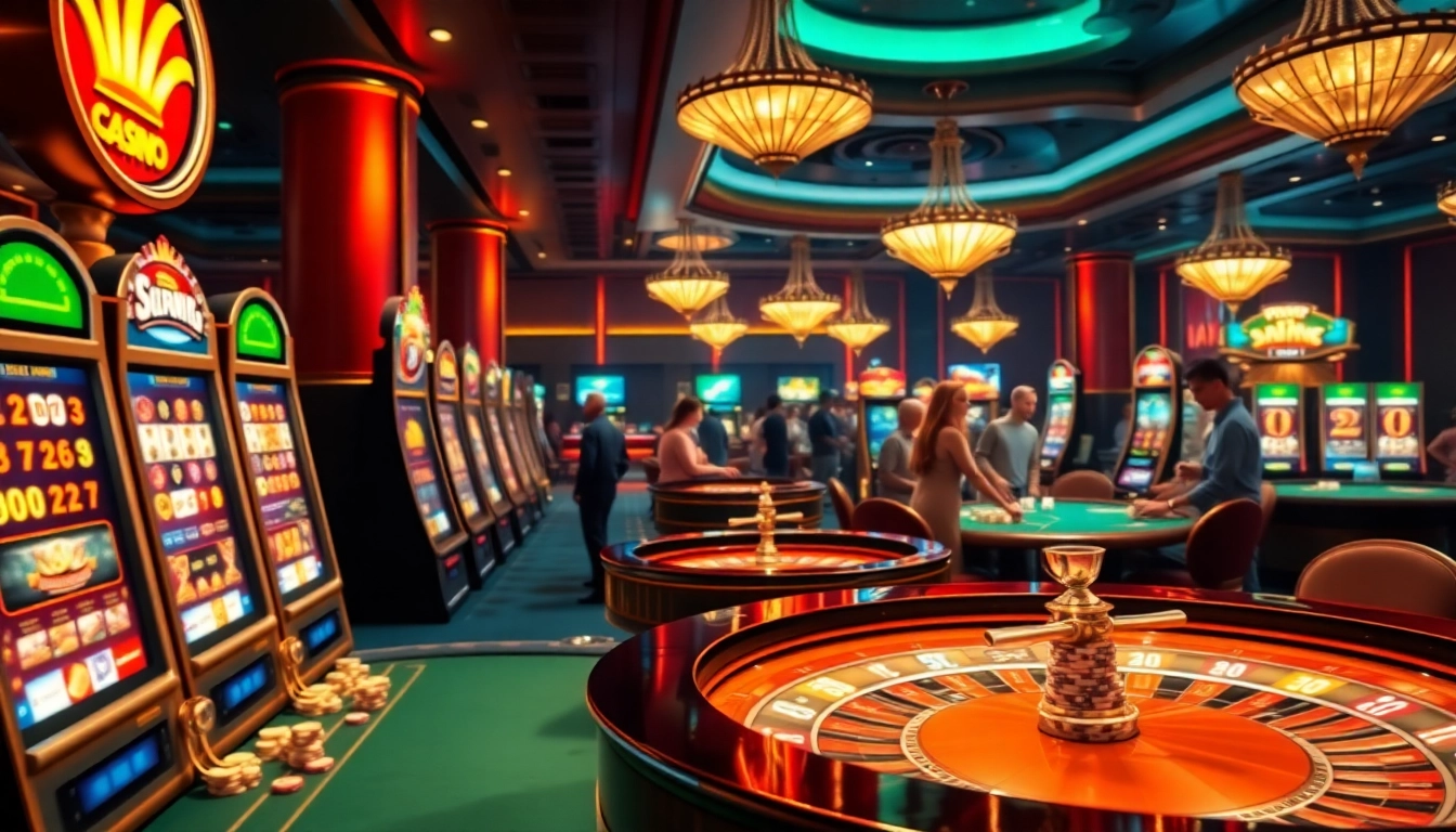 Engaging action at 79king casino with poker chips, roulette wheel, and slot machines.