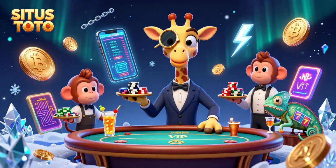 Experience the thrill of SITUS TOTO as the high-roller giraffe bets big with stacked chips and golden cocktails.