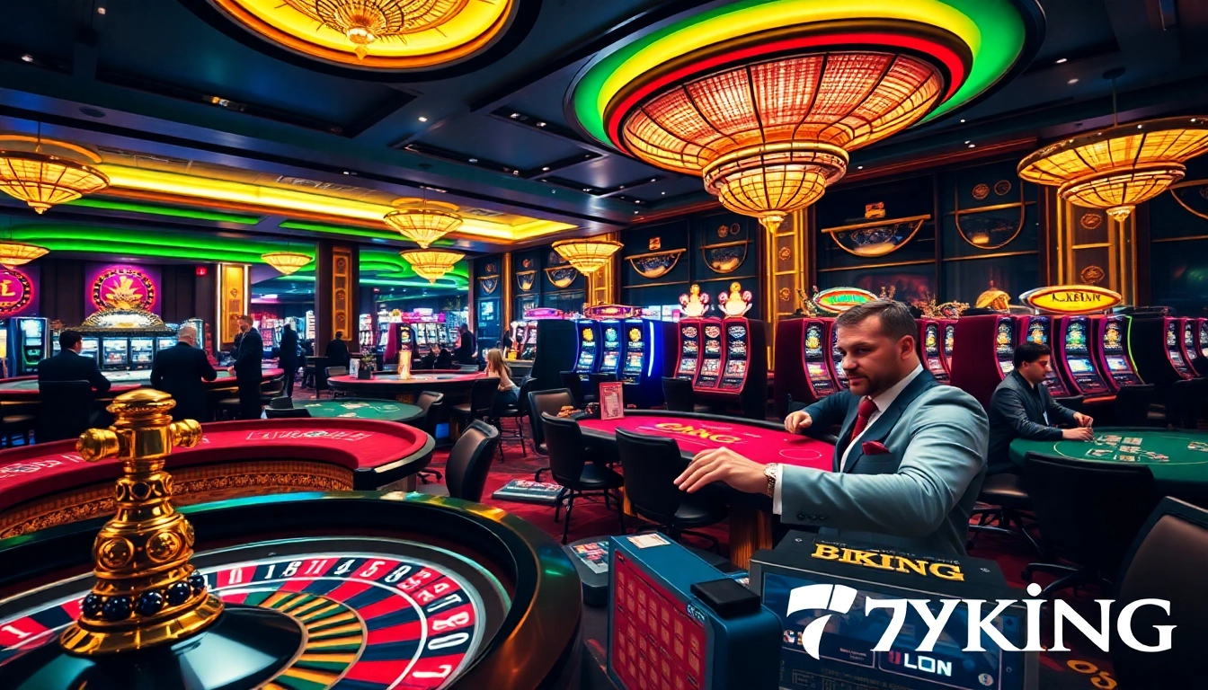 Exciting casino action at 79KING with poker, roulette, and vibrant slot machines.