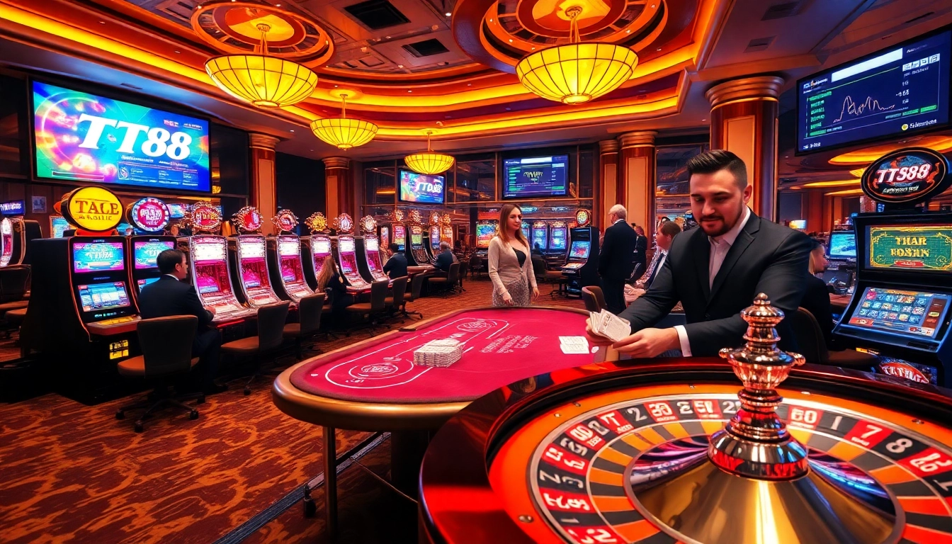 Experience the thrill of TT88 with vibrant casino tables, slot machines, and live dealer interactions.