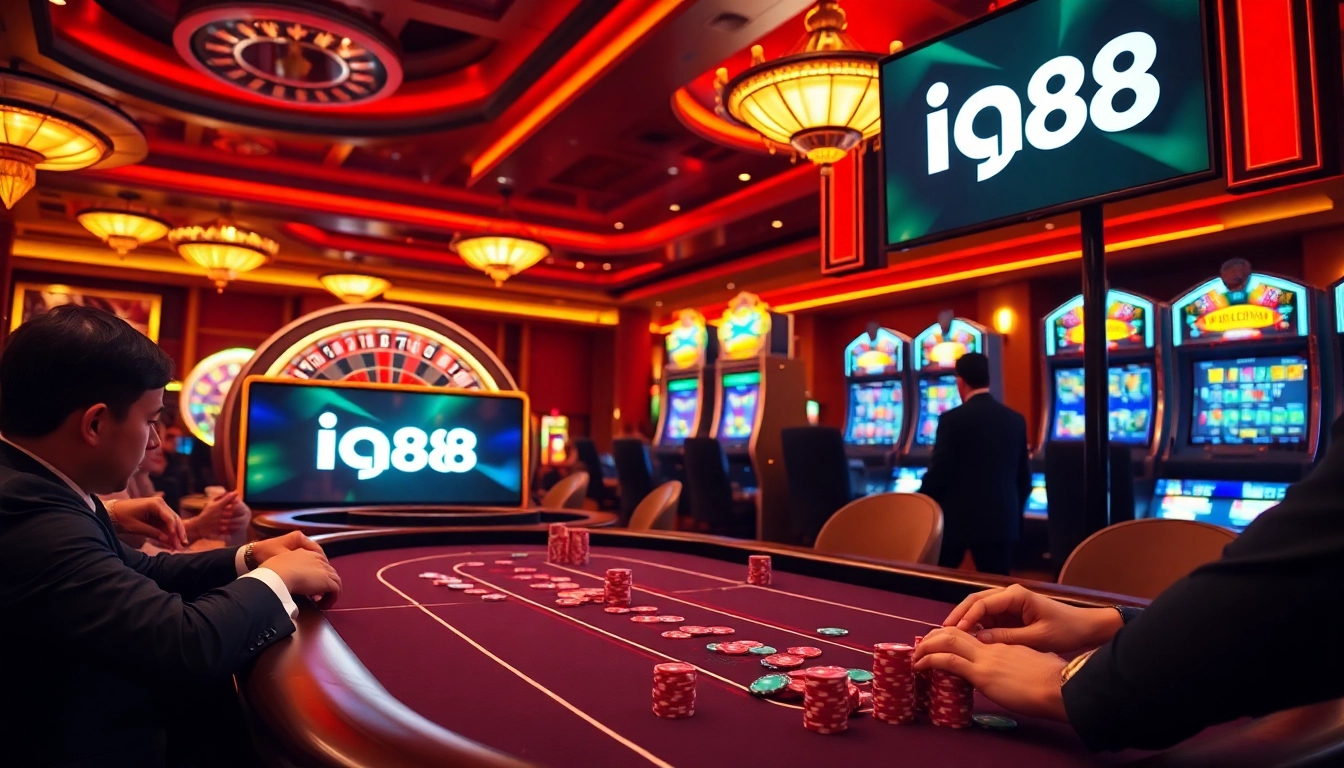 Experience a vibrant casino atmosphere at iq88 with engaging poker and roulette games.