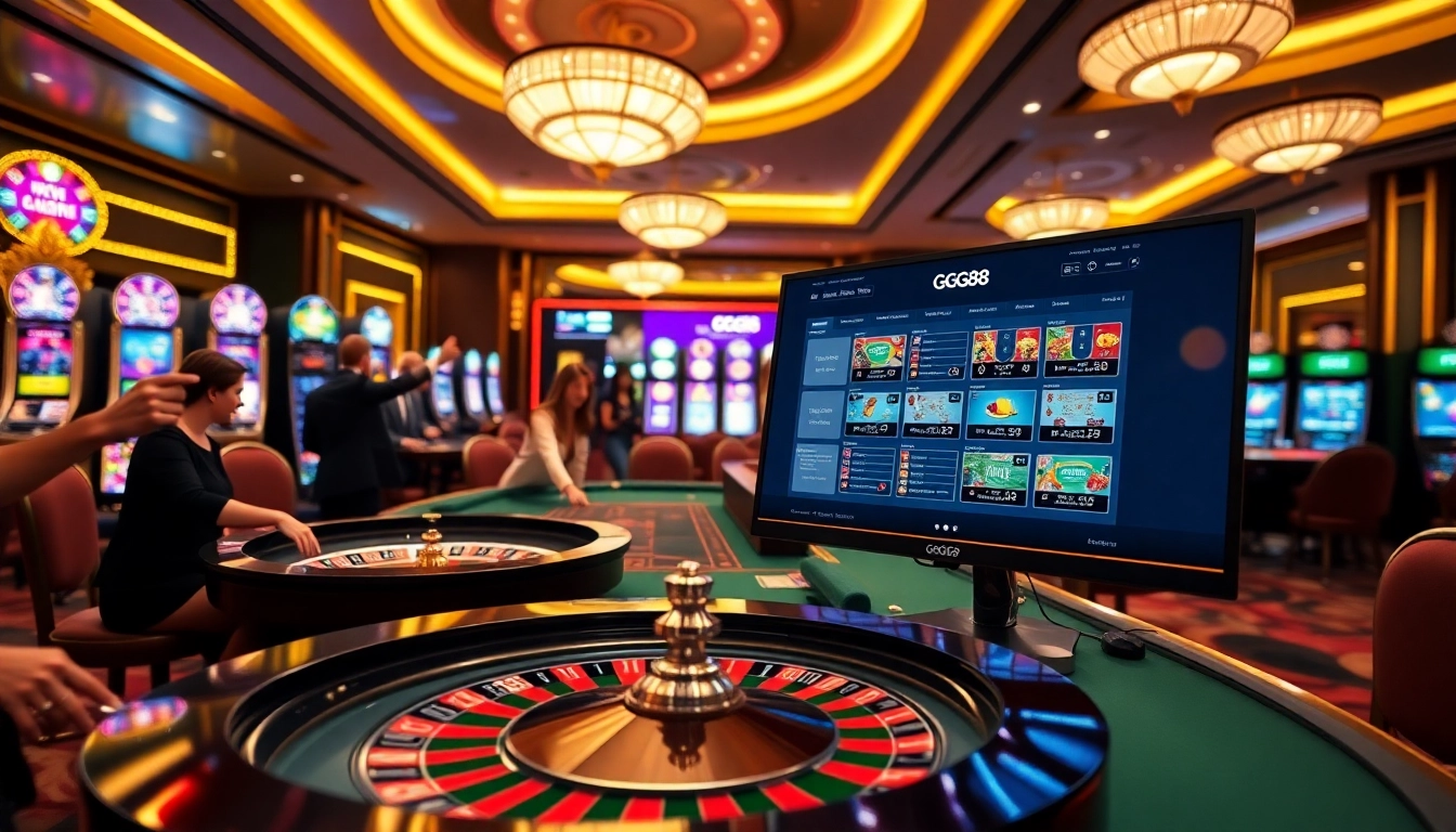 Exciting gameplay at https://gg88.mobi/ with immersive casino visuals and colorful slot machines.