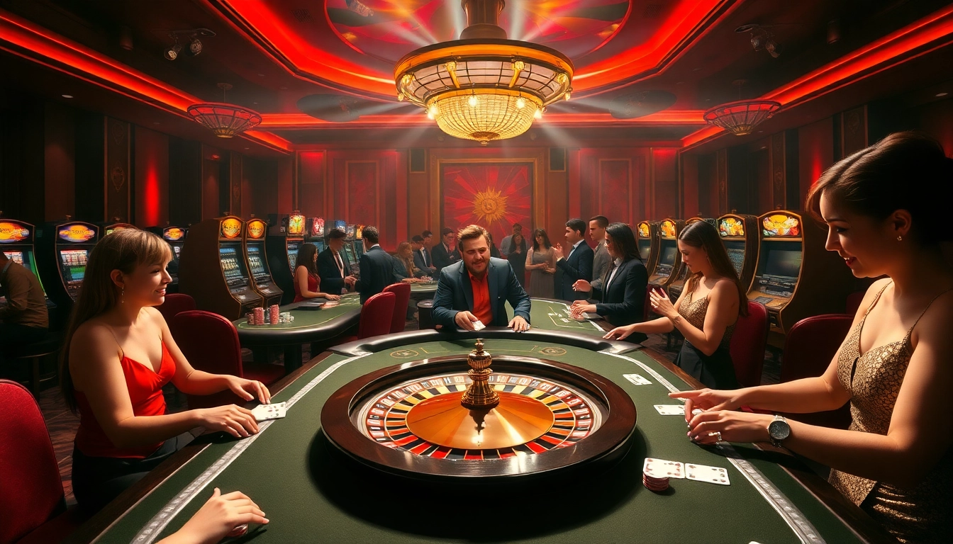 Exciting casino action at ok9 featuring vibrant games, poker tables, and celebrating players.