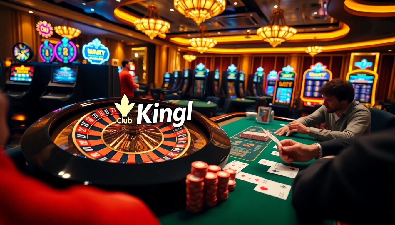 Engaged players enjoying the excitement at Kingfun club with roulette and poker elements.