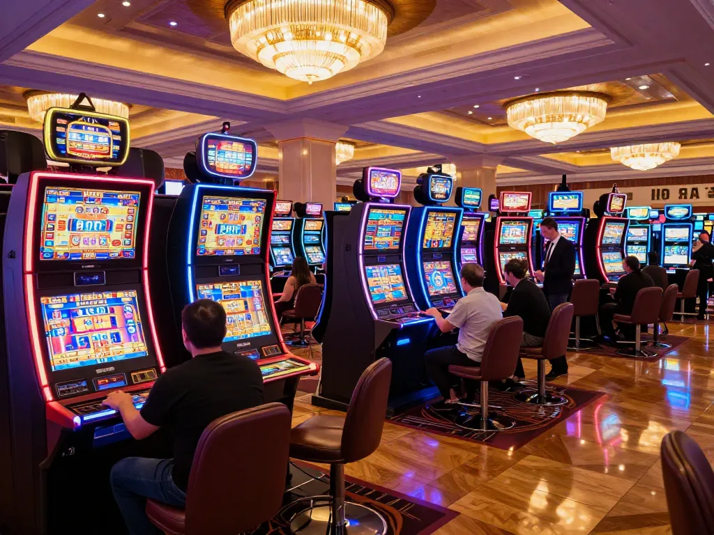 Engaged players experiencing the thrill of rr88 slot machines in a vibrant casino setting