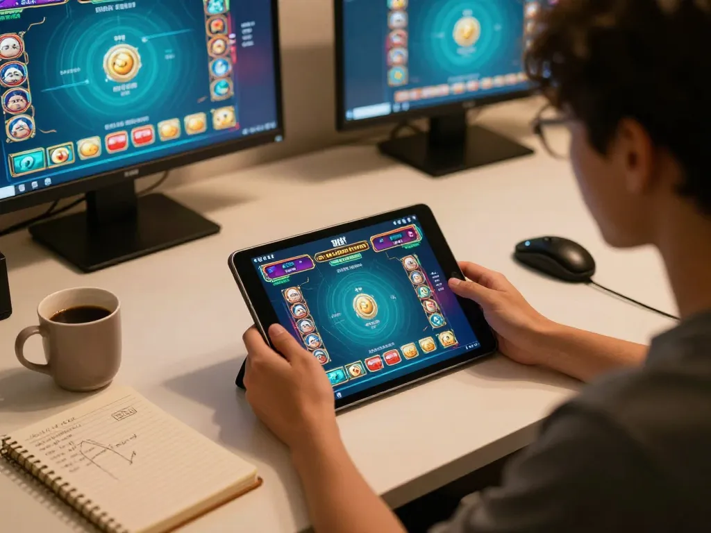 Engaging gameplay experience of tài xỉu online on a tablet with strategic notes nearby