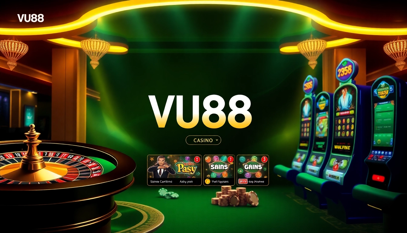Engage in thrilling online gaming at https://vu88.art/ with vibrant displays of roulette and slot machines.