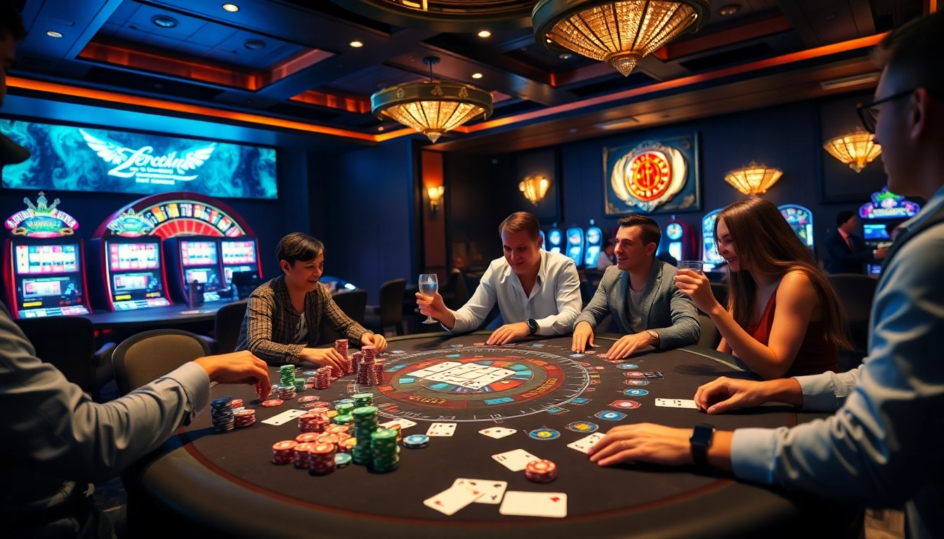 Exciting scene of players enjoying poker at 789club casino, capturing the thrill of gambling.