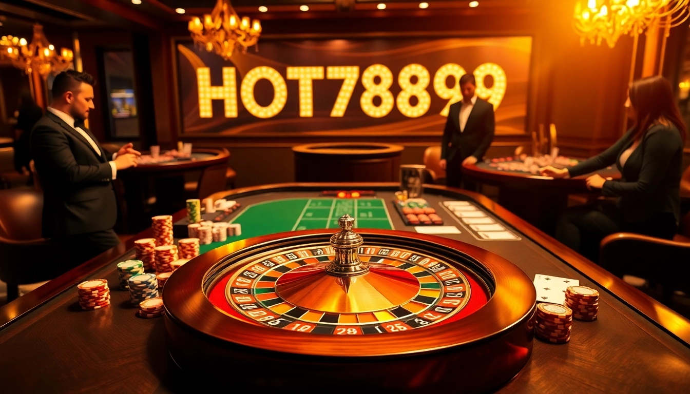Experience the thrill of winning at HOT789 with vibrant casino elements like cards and chips.