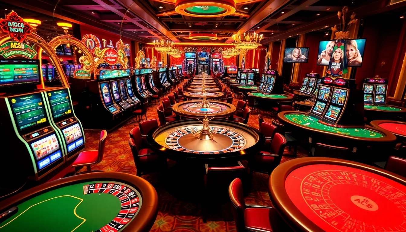 Casino excitement with ABC8 com interface on vibrant gaming tables in luxurious setting.