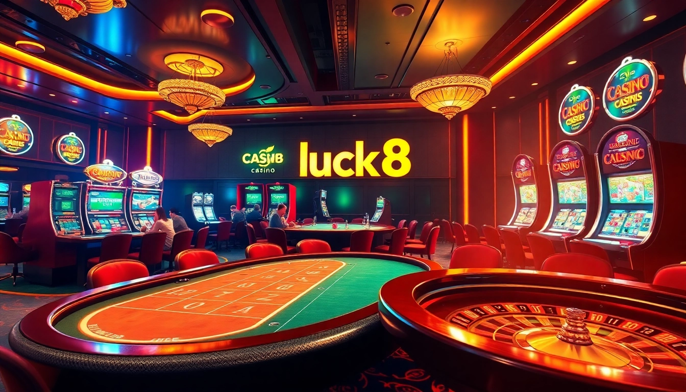 Experience the thrill of luck8 casino with engaging games at vibrant poker and roulette tables.