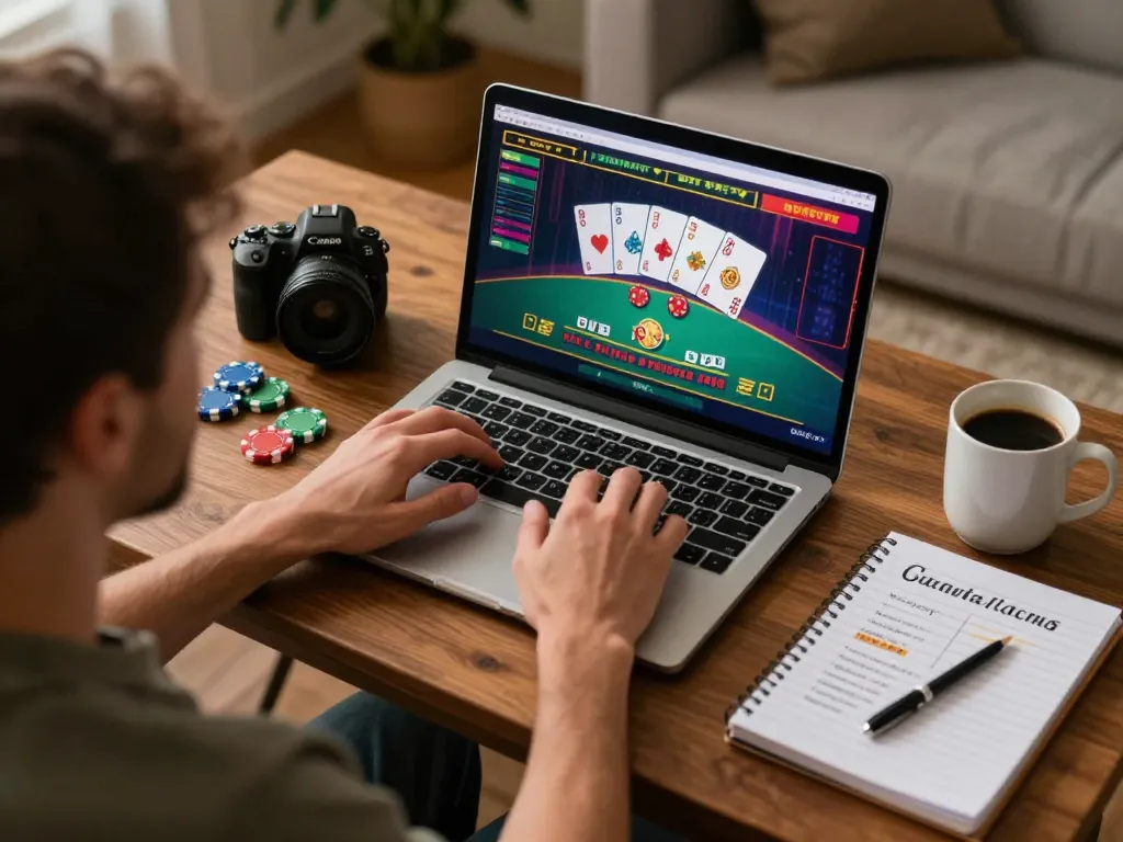 Engaged player on https://ok365.best/ enjoying a live dealer blackjack game, showcasing online gambling excitement.