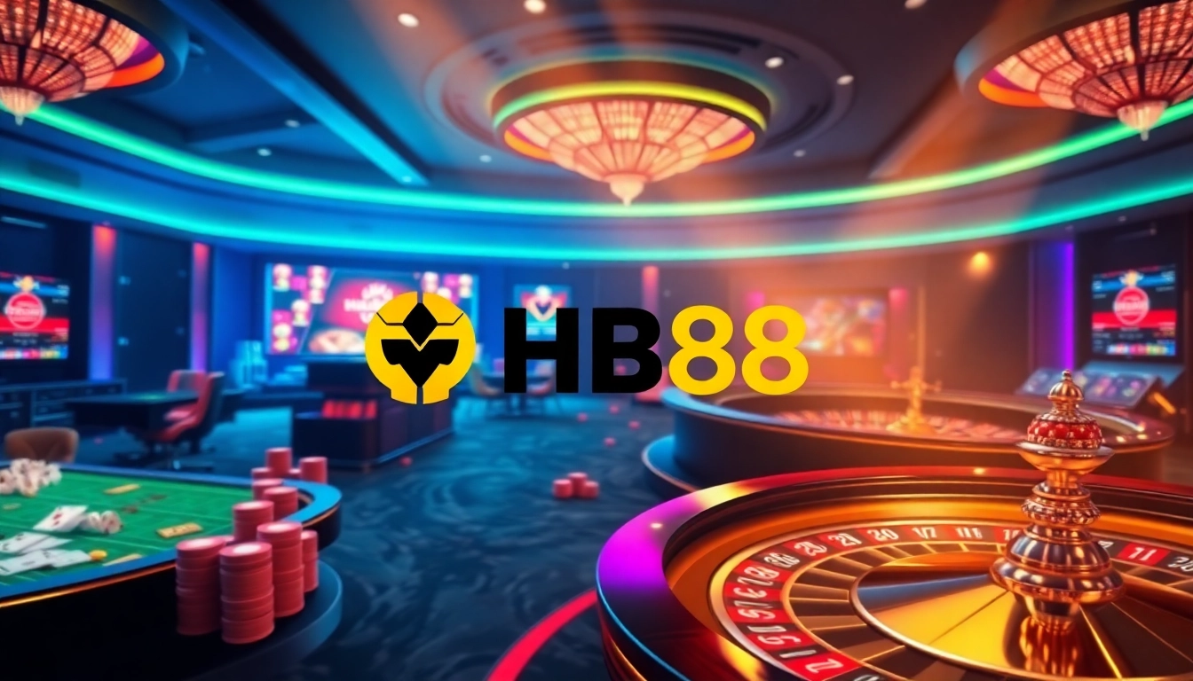 Play exciting games at HB88's modern online casino interface featuring vibrant visuals.